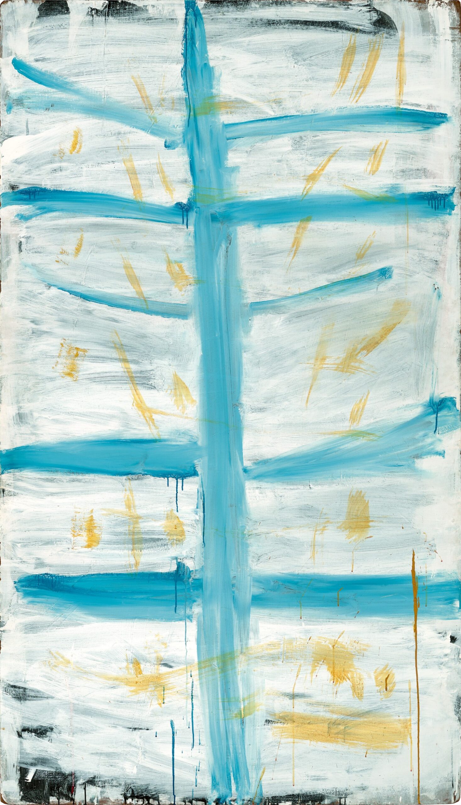 BLUE VERTICAL ON WHITE AND YELLOW