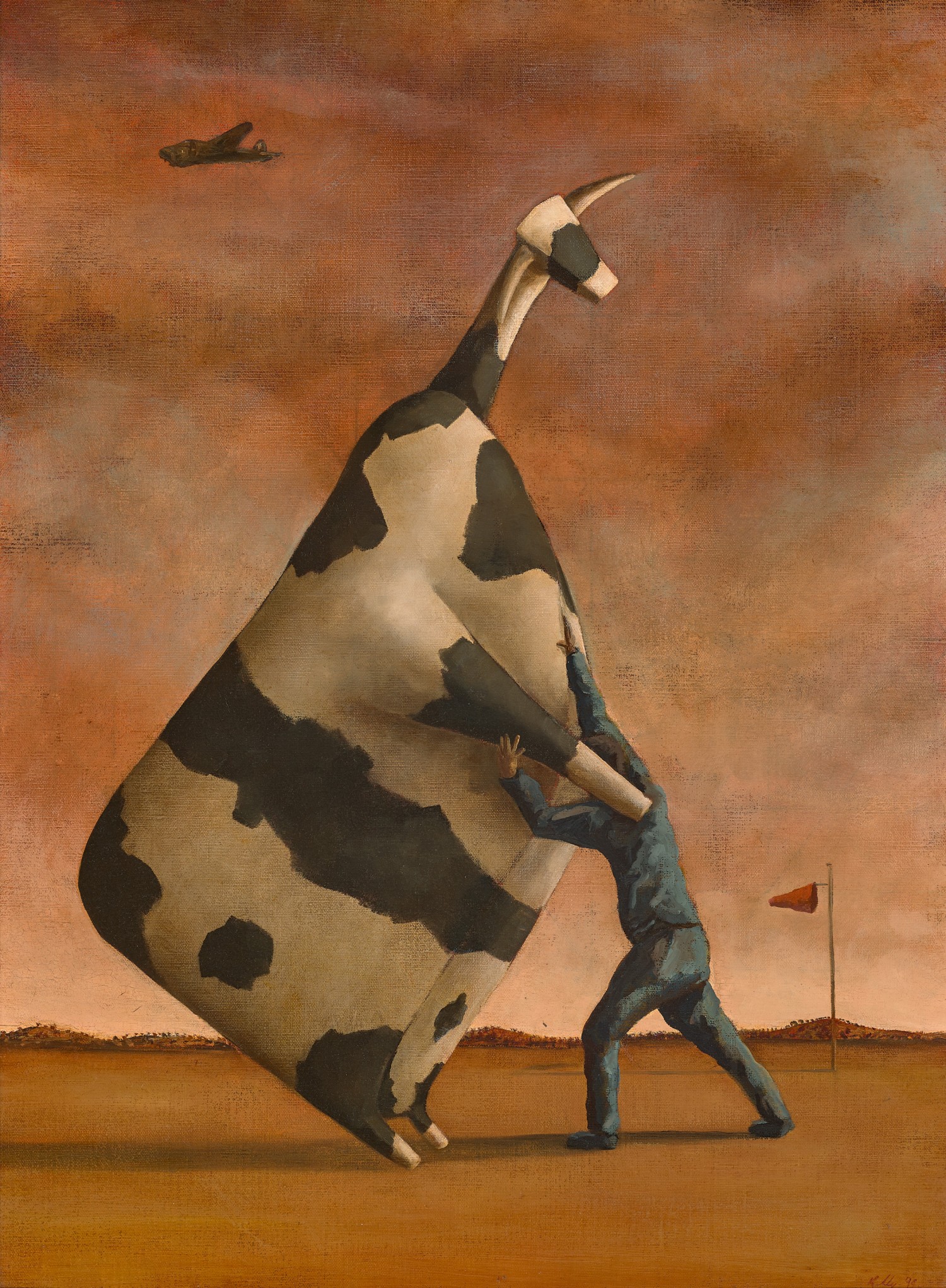MAN LIFTING COW