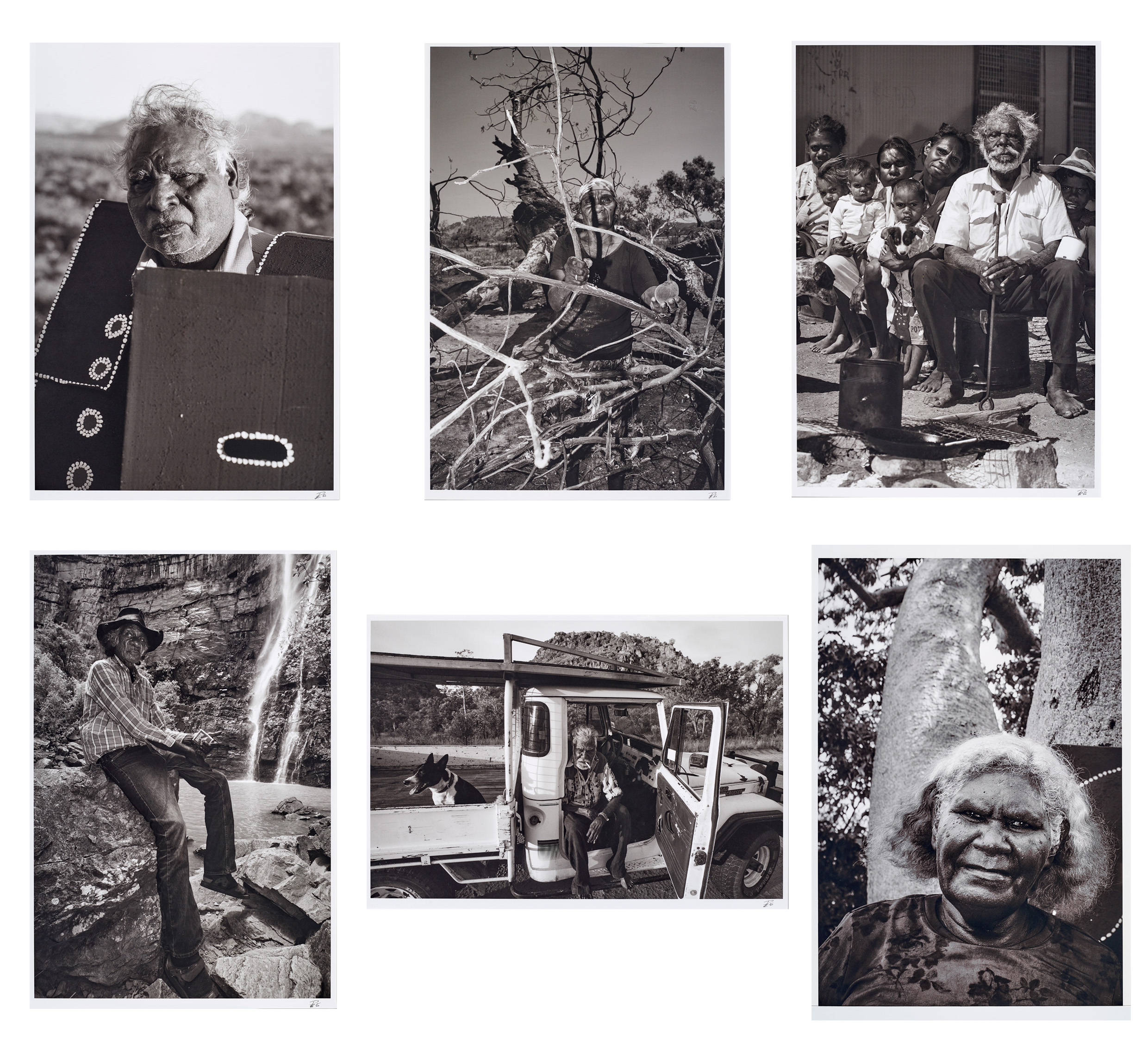 FREDDIE TIMMS – NED KELLY, 2005 PEGGY PATRICK – MISTAKE CREEK MASSACRE SITE, 2005 RAMMEY RAMSEY WITH BRANDING IRON AND FAMILY, 2005 RUSTY PETERS – BLACK ROCK POOL, 2005 PADDY BEDFORD AND BLAYDE, 2005 PHYLLIS THOMAS