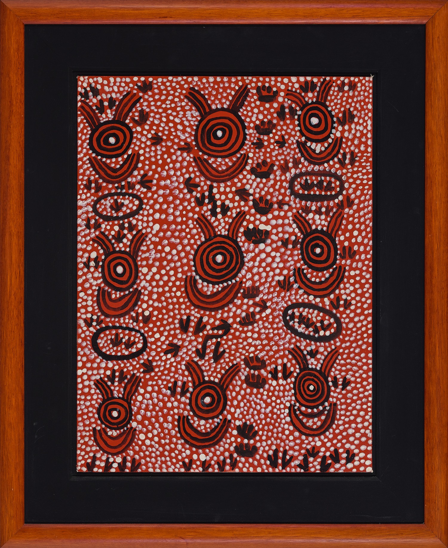 Kangaroo man and possum man ancestors travelling to Tjakari, Matingpilangu and Lurrnpa