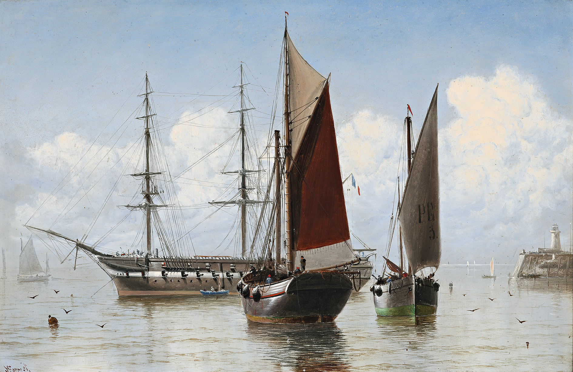 HARBOUR SCENE WITH FISHING CRAFT WITH FISHING CRAFT