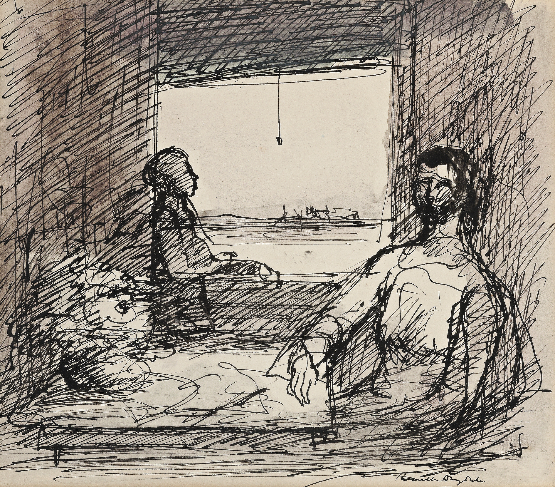 INTERIOR WITH FIGURE STUDY