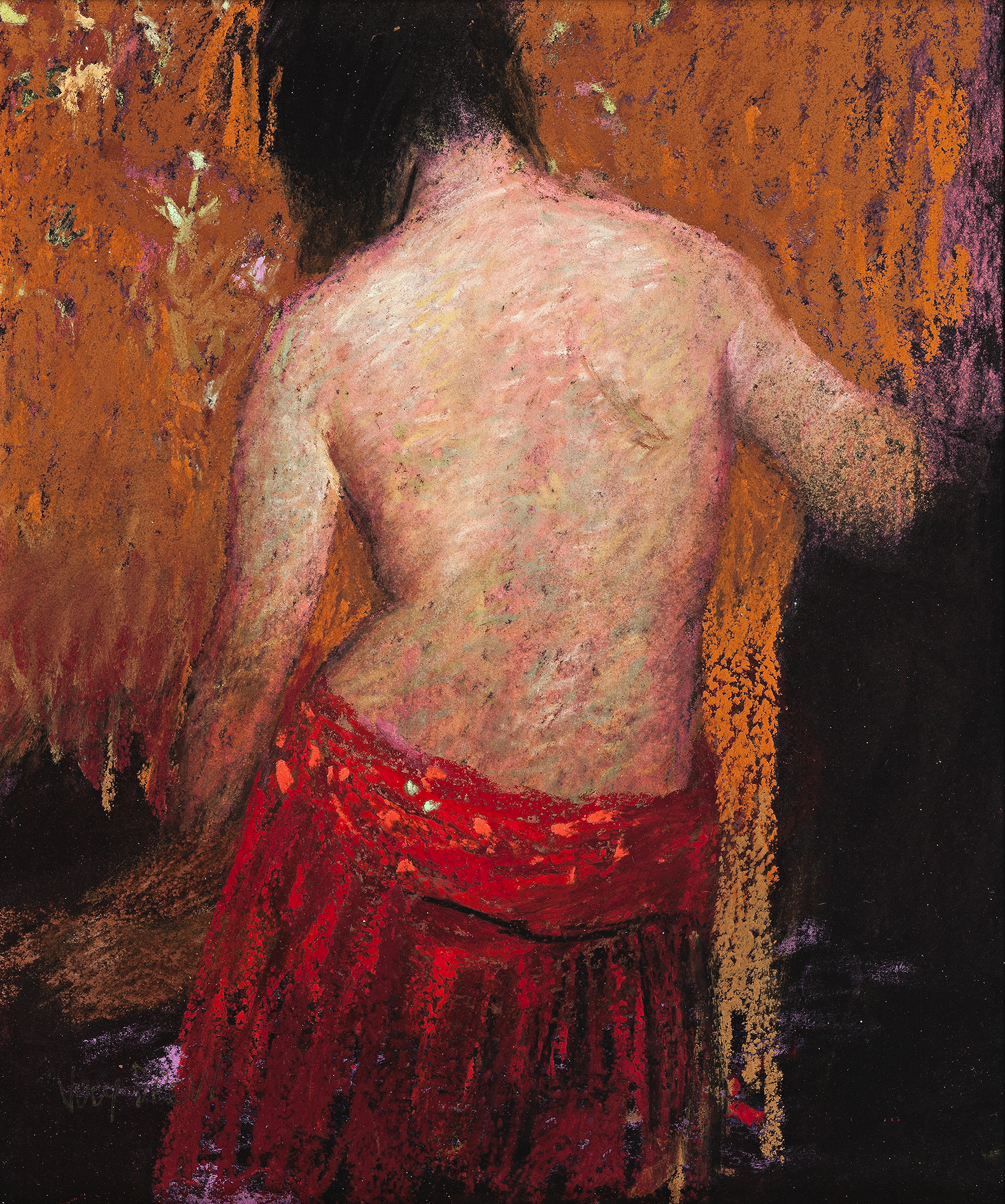 NUDE WITH RED WRAP