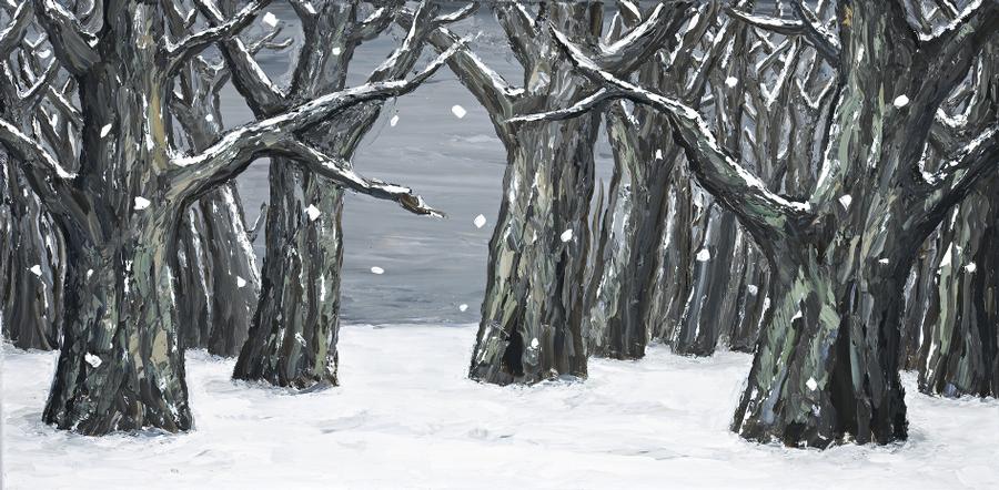 PAINTING (SNOW SCENE – GROUP OF TREES)