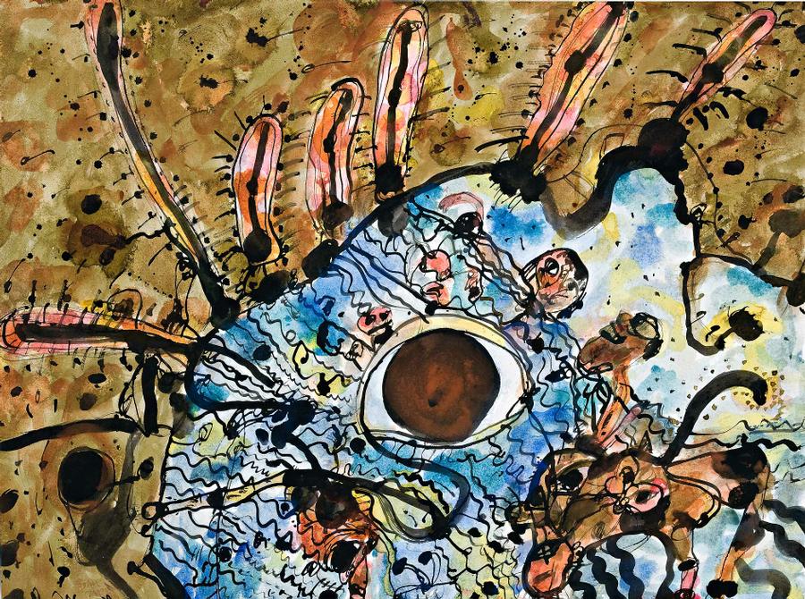 SWIMMER SURROUNDED BY A SECOND LANDSCAPE