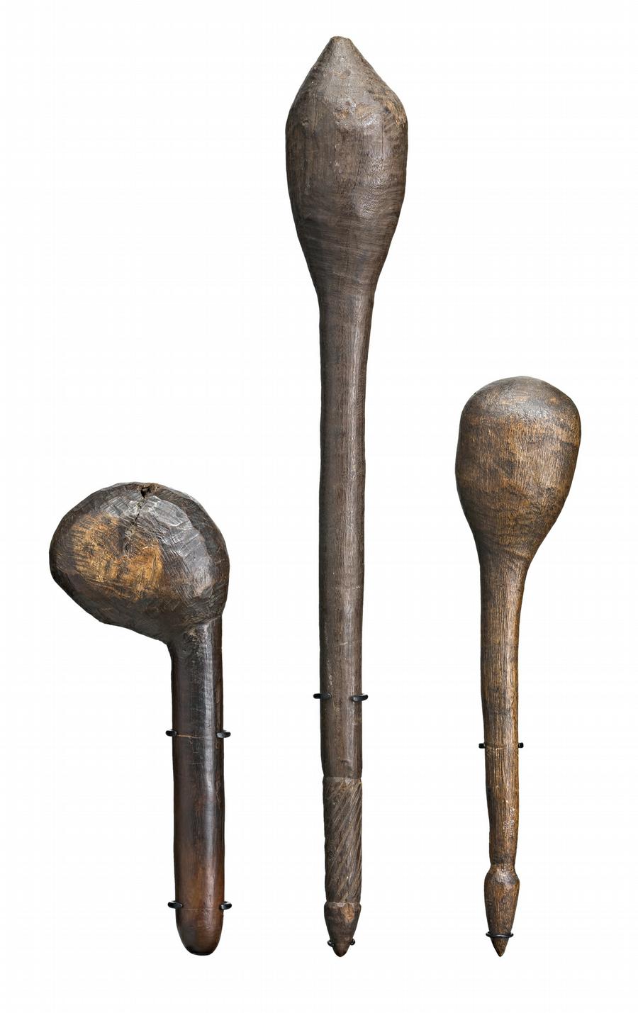 THREE BULBOUS HEADED CLUBS