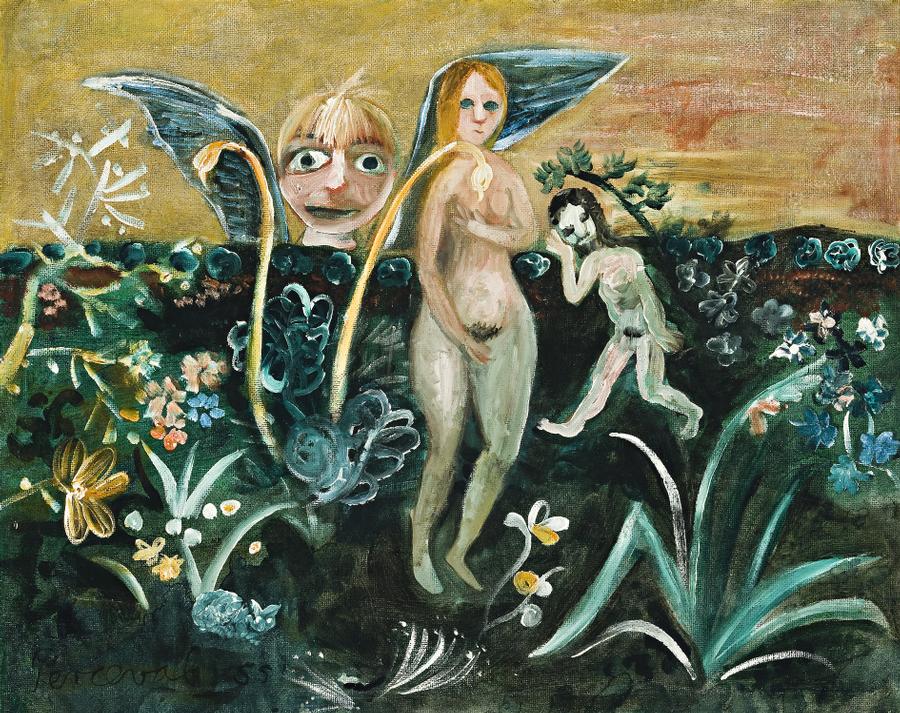 ADAM AND EVE WITH GARLIC PLANT