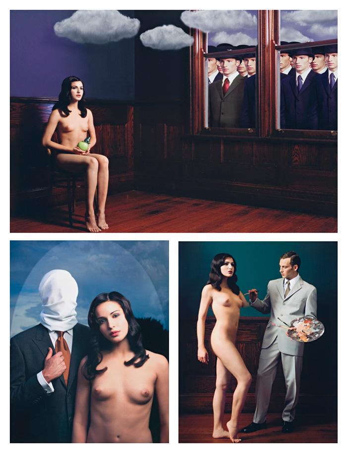 HOMAGE TO MAGRITTE A SERIES OF SEVEN PHOTOGRAPHS, 2002-03 (i) FORCED OBSERVATION (ii) CANVAS (iii) PAINTERLY (iv) LOVERS (v) BROKEN GLASS (vi) APPLES (vii) MIRROR