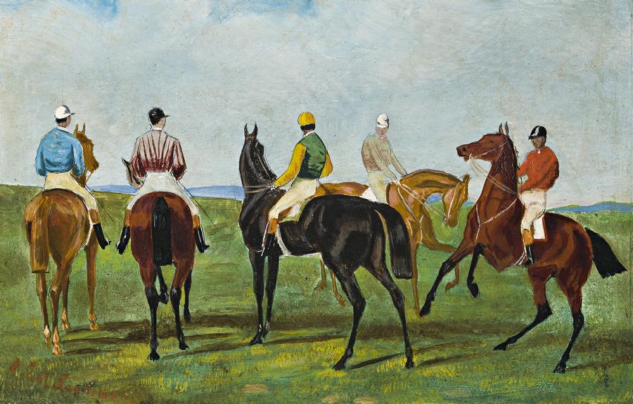 GATHERING FOR THE START OF THE CHRISTMAS HANDICAP, BURENDA RACES,QUEENSLAND, 26 DECEMBER