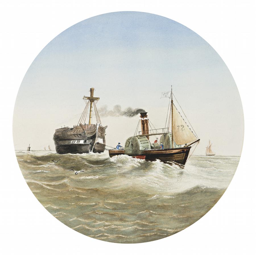 STEAMER WORKING ON THE BAY