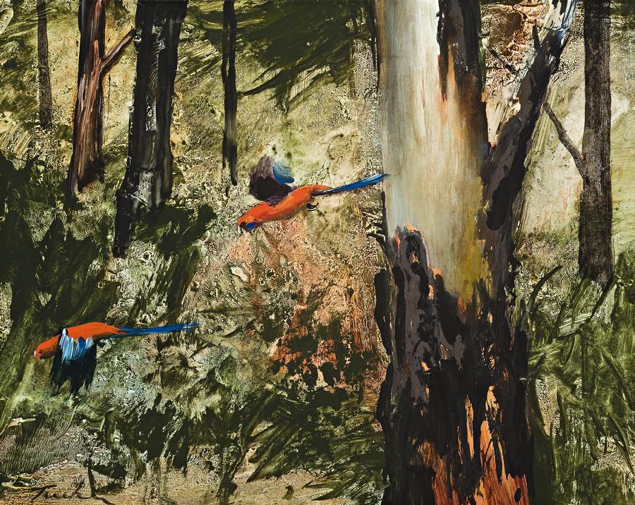 PARROTS IN FLIGHT