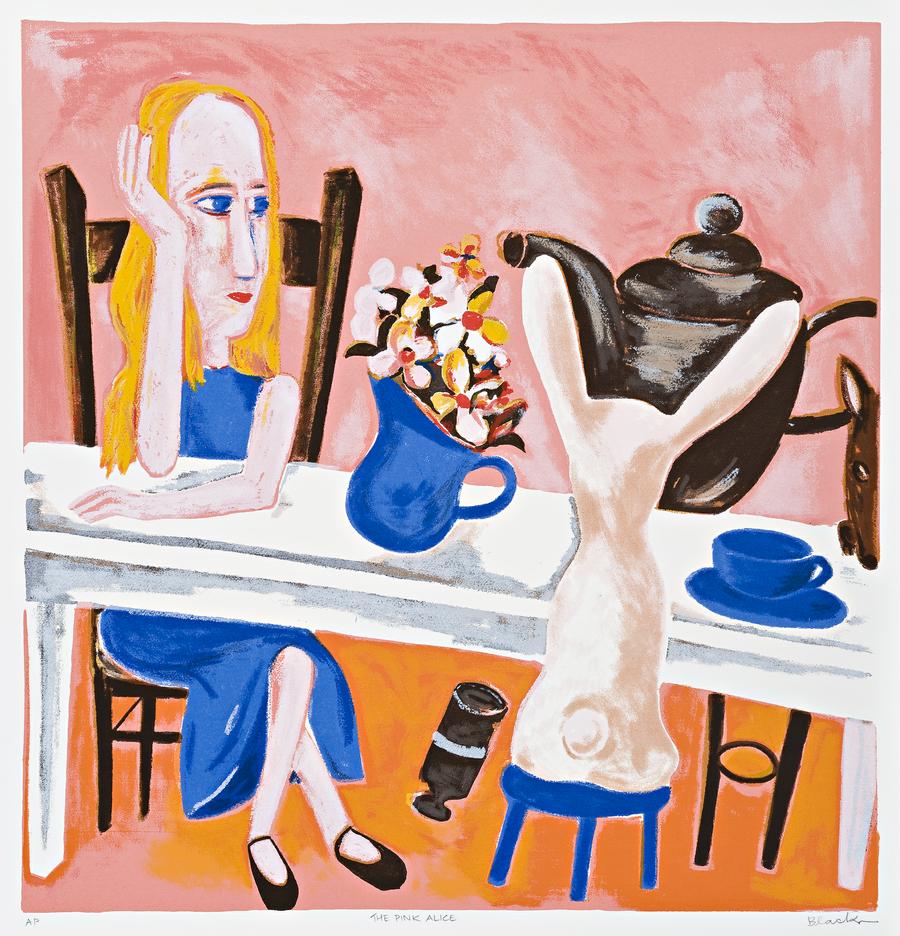 BLACKMAN’S ALICE. SUITE OF SIX PRINTS COMPRISING: (i) Alice’s Adventure (ii) Always Tea Time (iii) The Chess Game (iv) Pink Alice (v) Alice Jug (vi) The White Rabbit