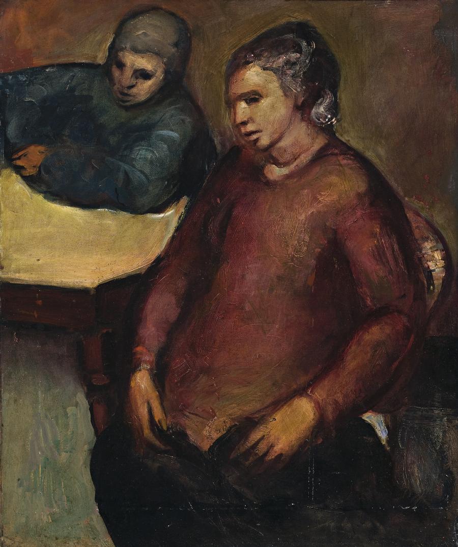 TWO FIGURES AT A TABLE