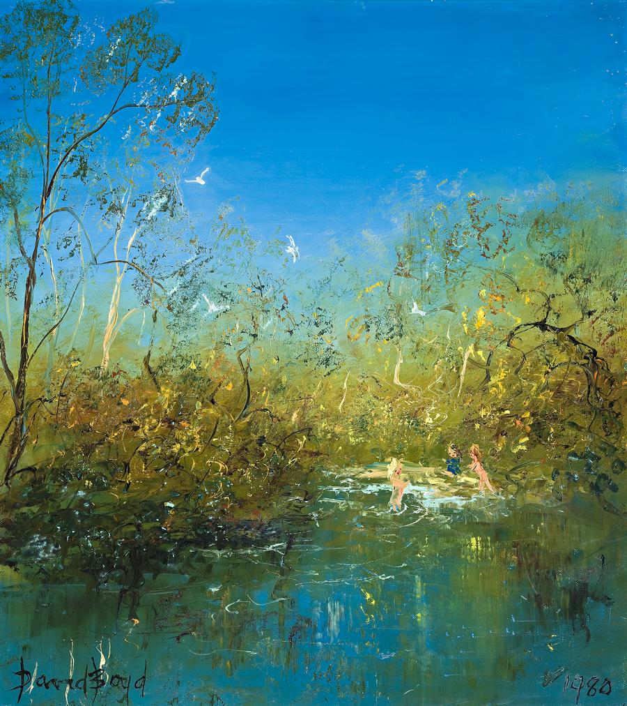 CHILDREN SWIMMING AT THE WATERHOLE
