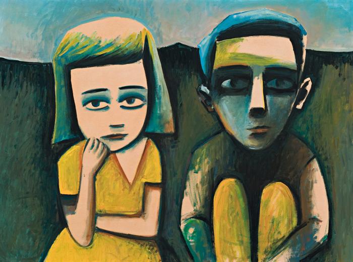 SEATED CHILDREN IN LANDSCAPE