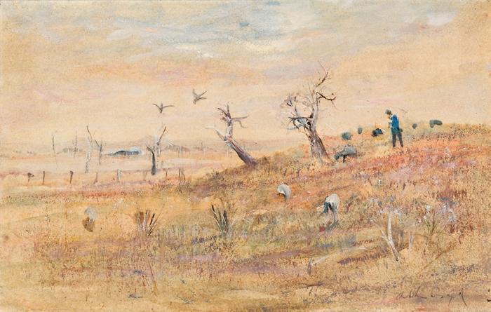 FIGURE AND SHEEP, WIMMERA