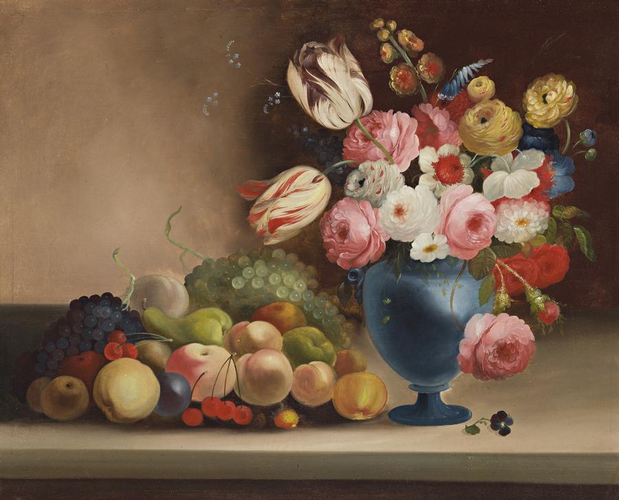 STILL LIFE WITH FLOWERS AND FRUIT
