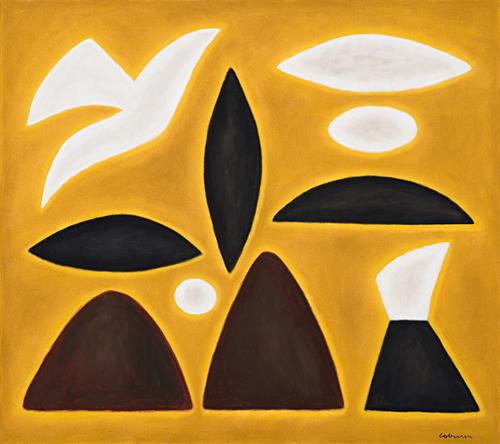 YELLOW LANDSCAPE WITH WHITE BIRD