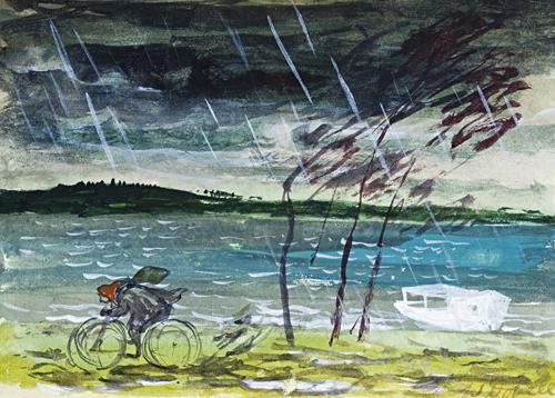 BIKE RIDER, STORMY WEATHER, WANGI