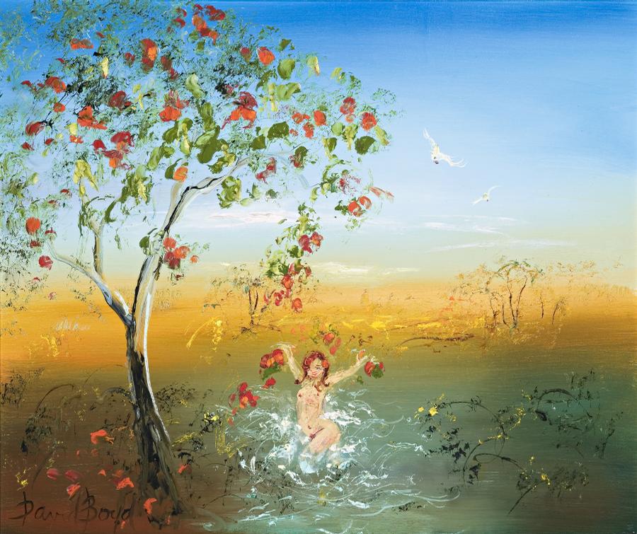 BATHING UNDER THE FLAME TREE