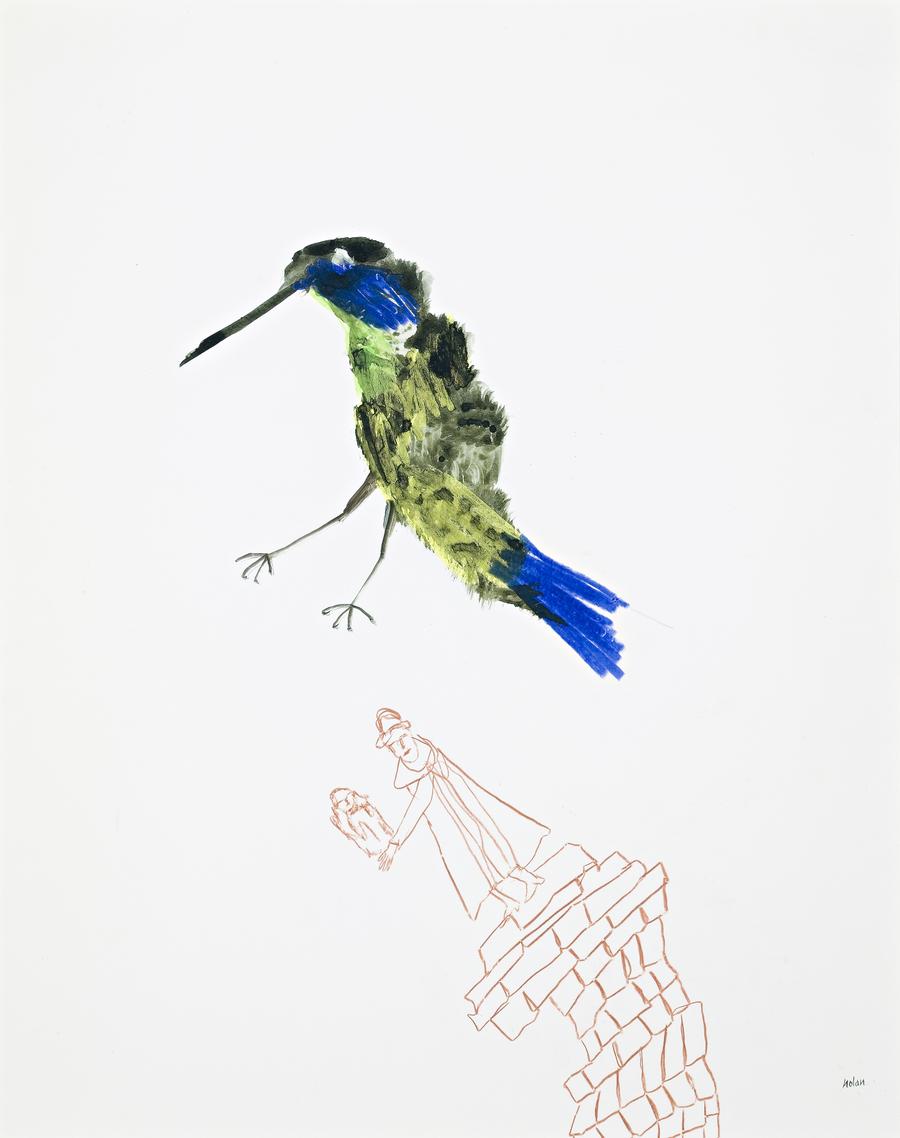 BIRD WITH A FIGURE ON A COLUMN