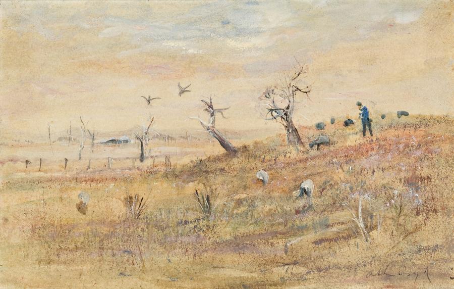 FIGURE AND SHEEP, WIMMERA