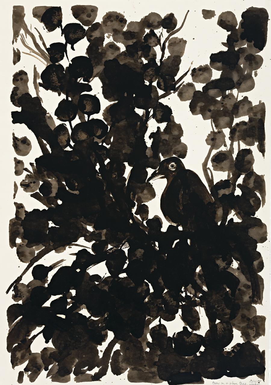 CROW IN A PLUM TREE