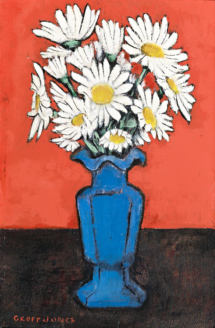 FLOWERS IN A BLUE VASE
