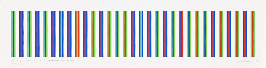 BRIGHT GREEN, BLUE AND RED, SURROUNDING ONE ANOTHER, STUDY 4