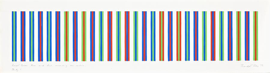 BRIGHT GREEN, BLUE AND RED, SURROUNDING ONE ANOTHER, STUDY 5