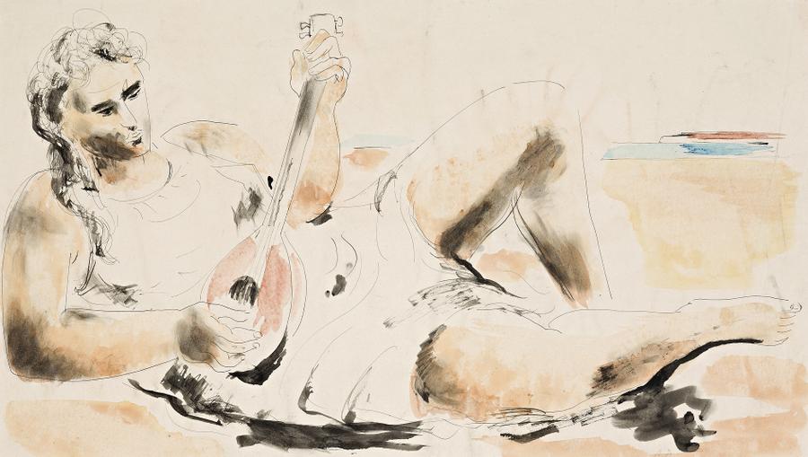 RECLINING FIGURE WITH MANDOLIN