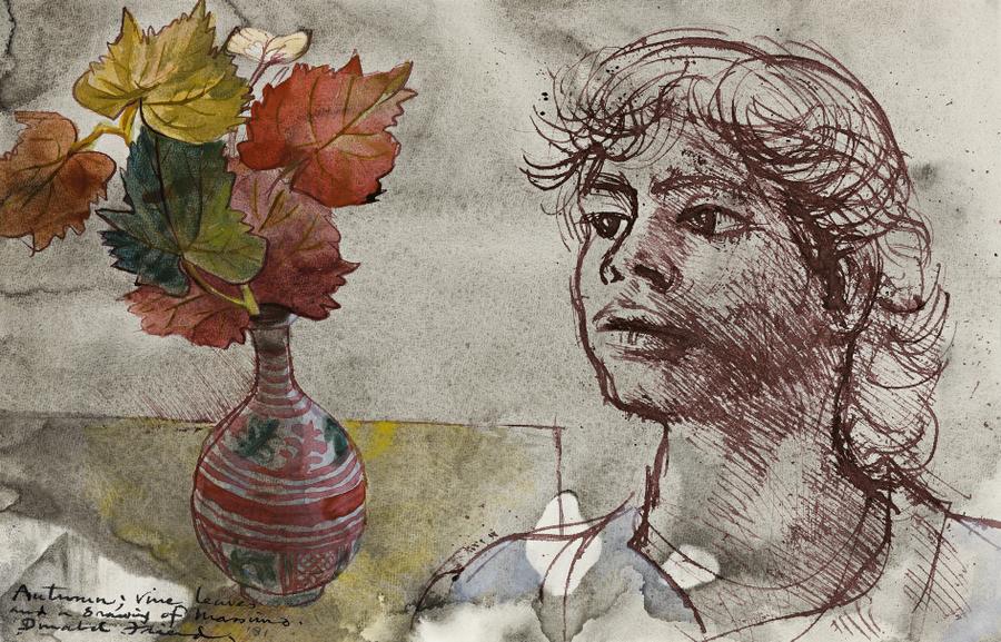 AUTUMN: VINE LEAVES ANDA DRAWING OF MASSINO