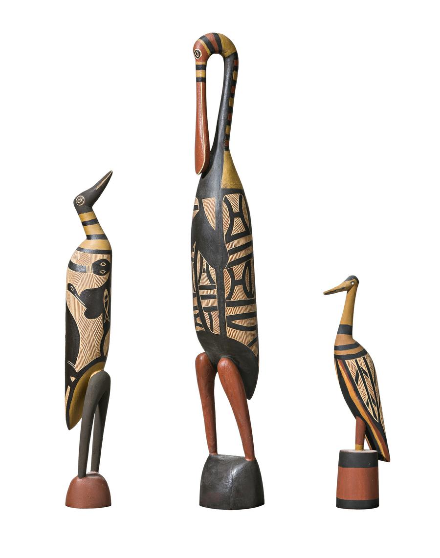 GROUP OF THREE BIRD SCULPTURES