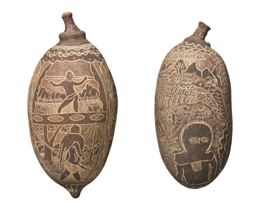 PAIR OF CARVED BOAB NUTS