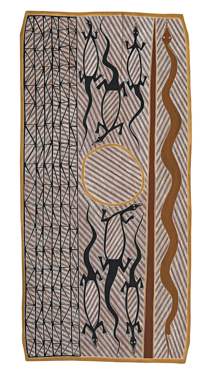 GULAIDJI (WATERLILY), WATERHOLE, GOANNAS AND FILE SNAKE