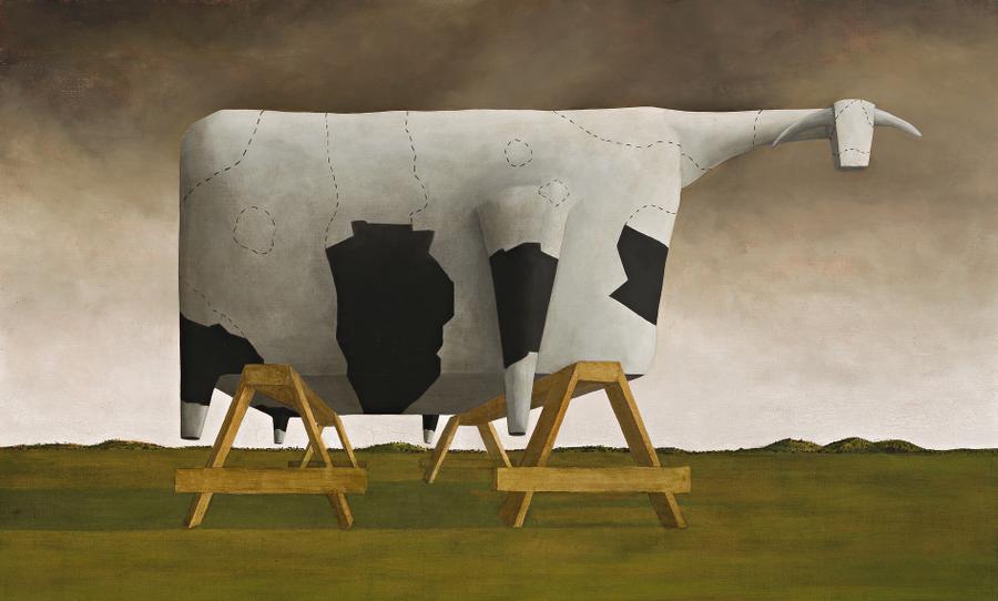 1/2 PAINTED COW ON TRESTLES