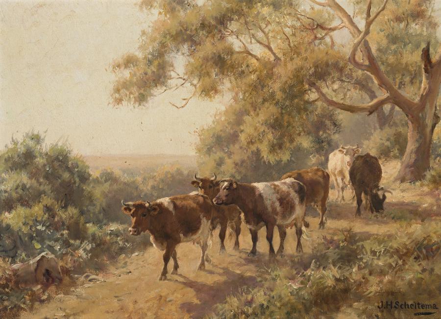 SIX ROAN COWS ON A BUSH TRACK