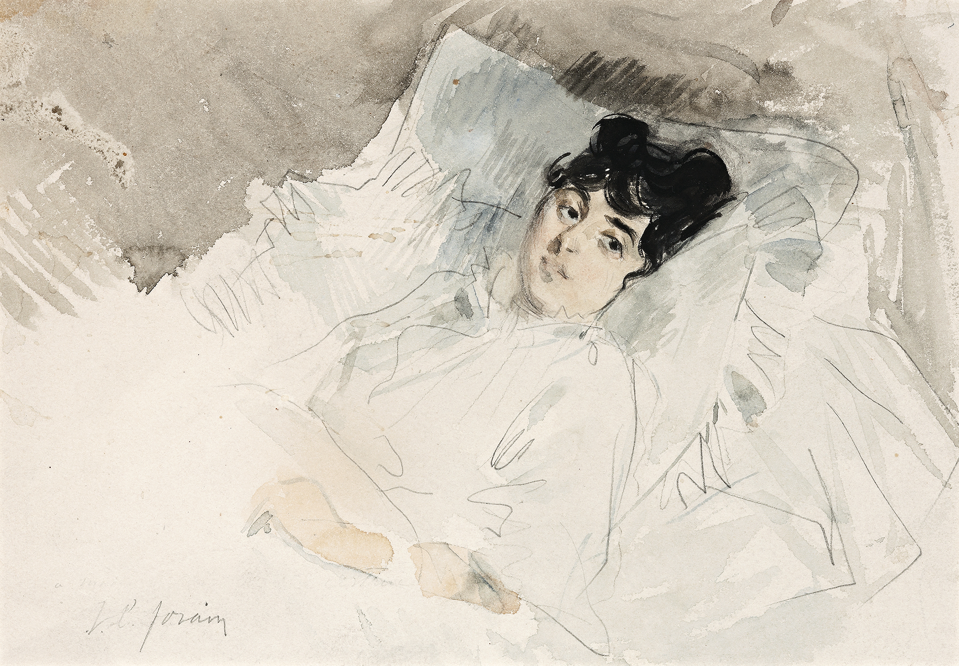 PORTRAIT DE FEMME COUCHÉE DANS SON LIT