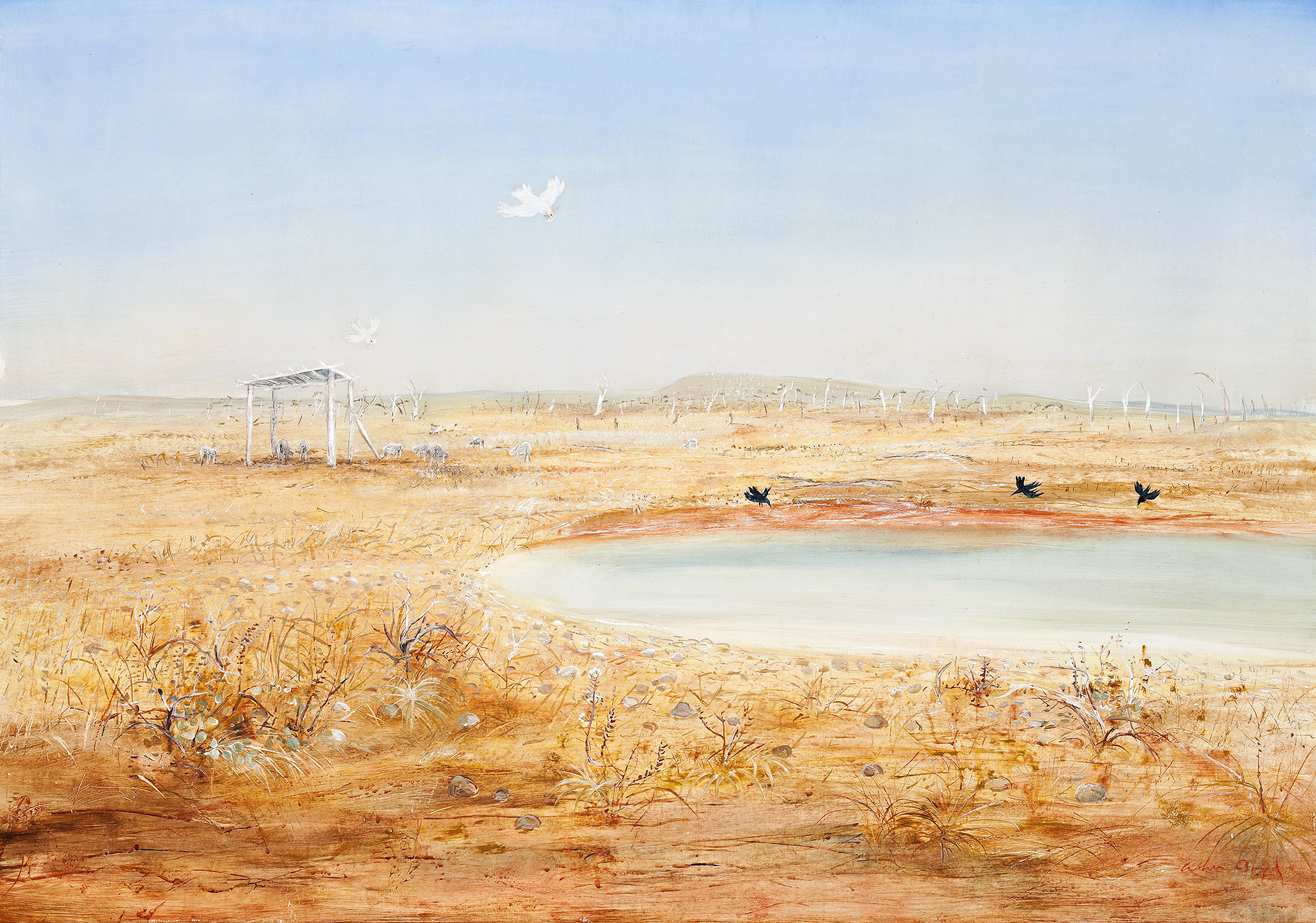 WIMMERA LANDSCAPE WITH COCKATOOS
