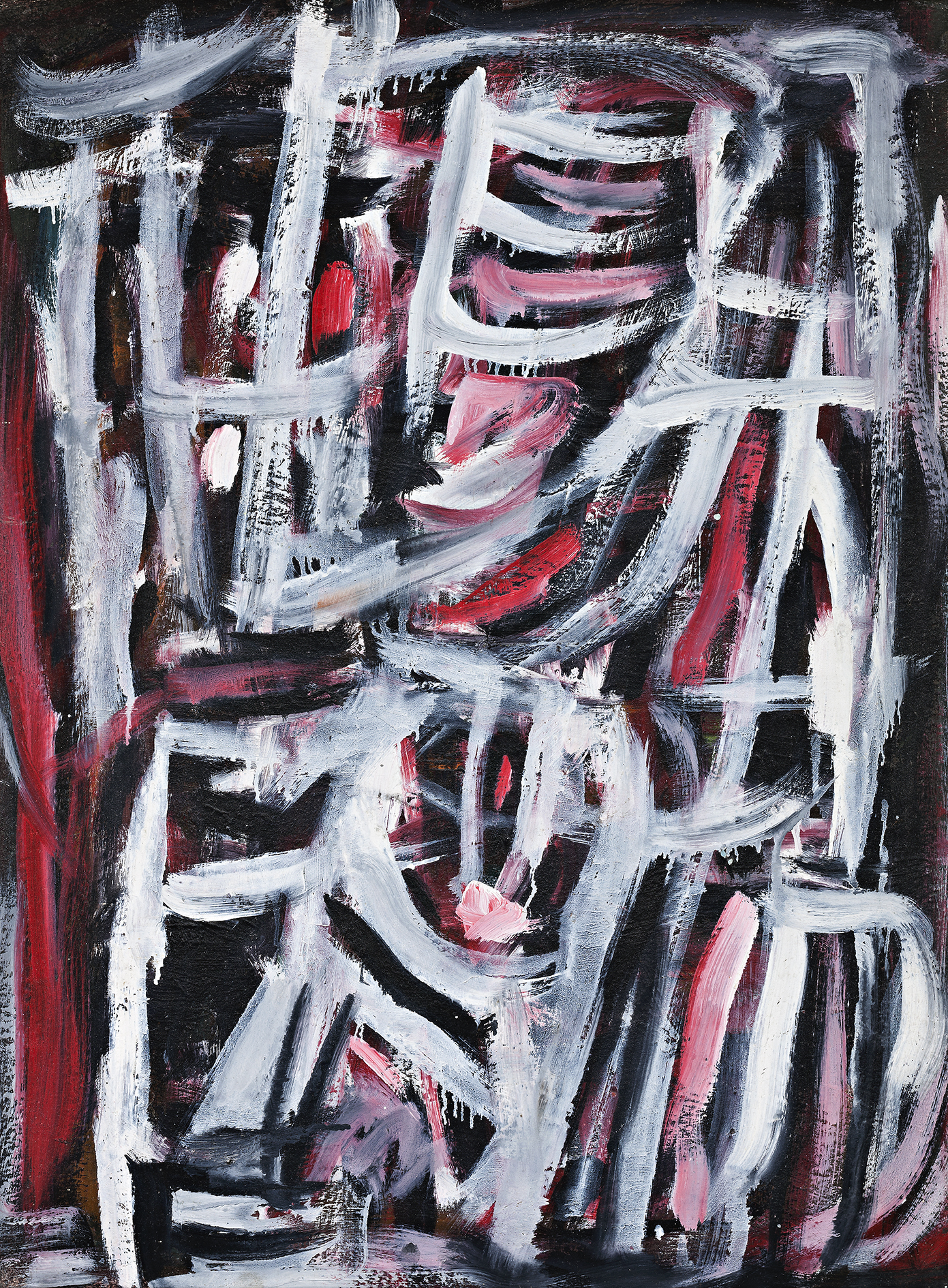 UNTITLED (RED, BLACK AND WHITE), c.1958, VERSO: SEATED NUDE