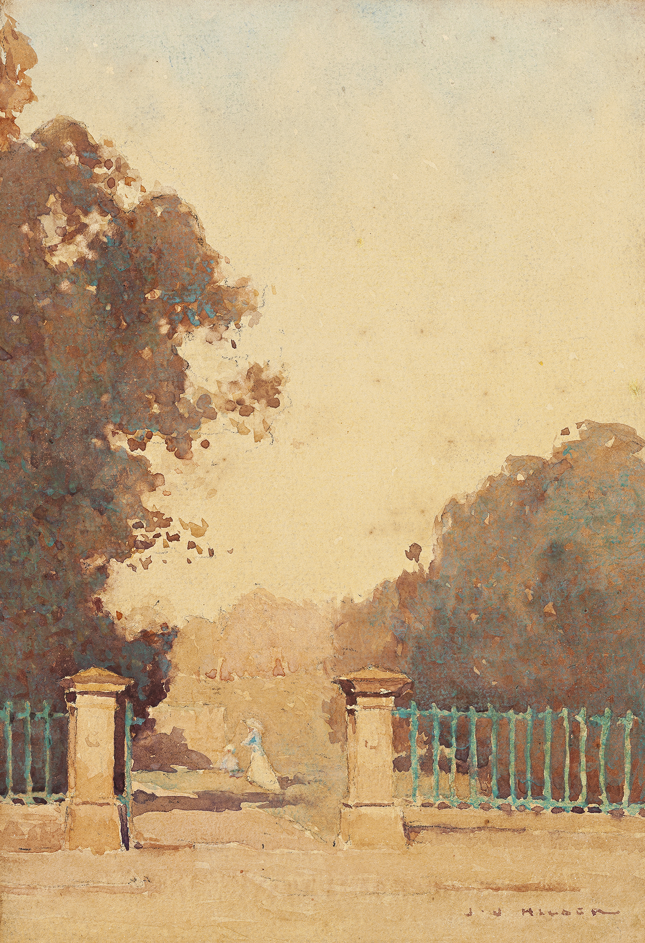 ENTRY GATES WITH WOMAN AND CHILD