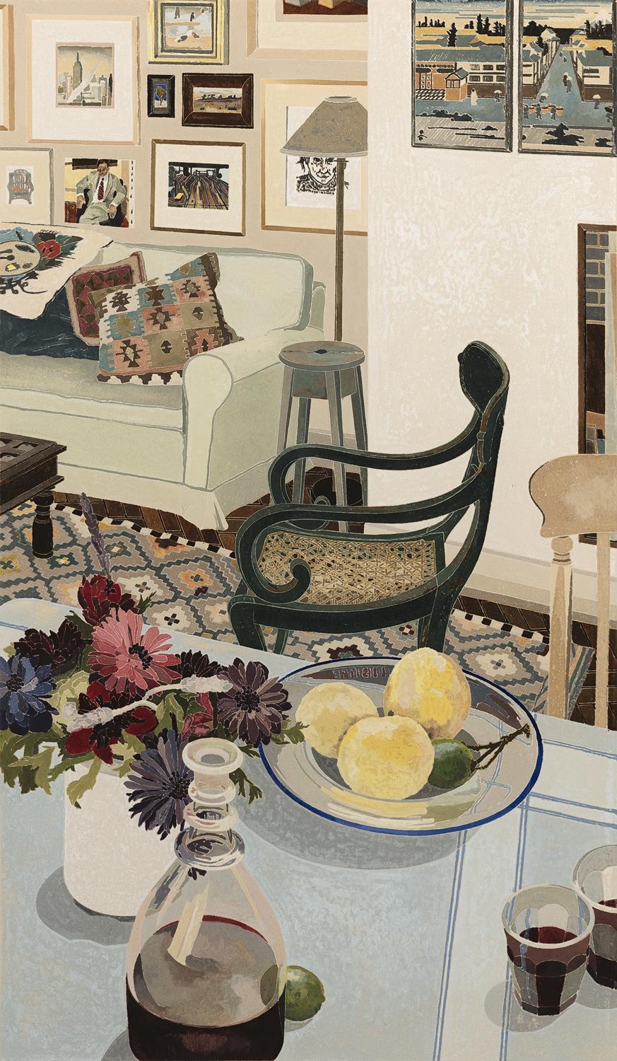 INTERIOR WITH ANEMONES AND LEMONS