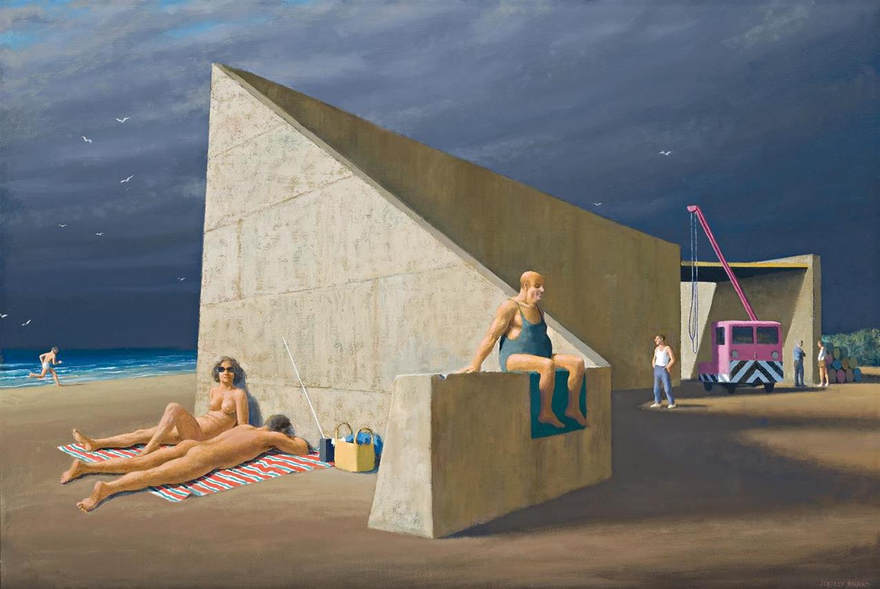 SUNBATHERS AT CONSTRUCTION SITE