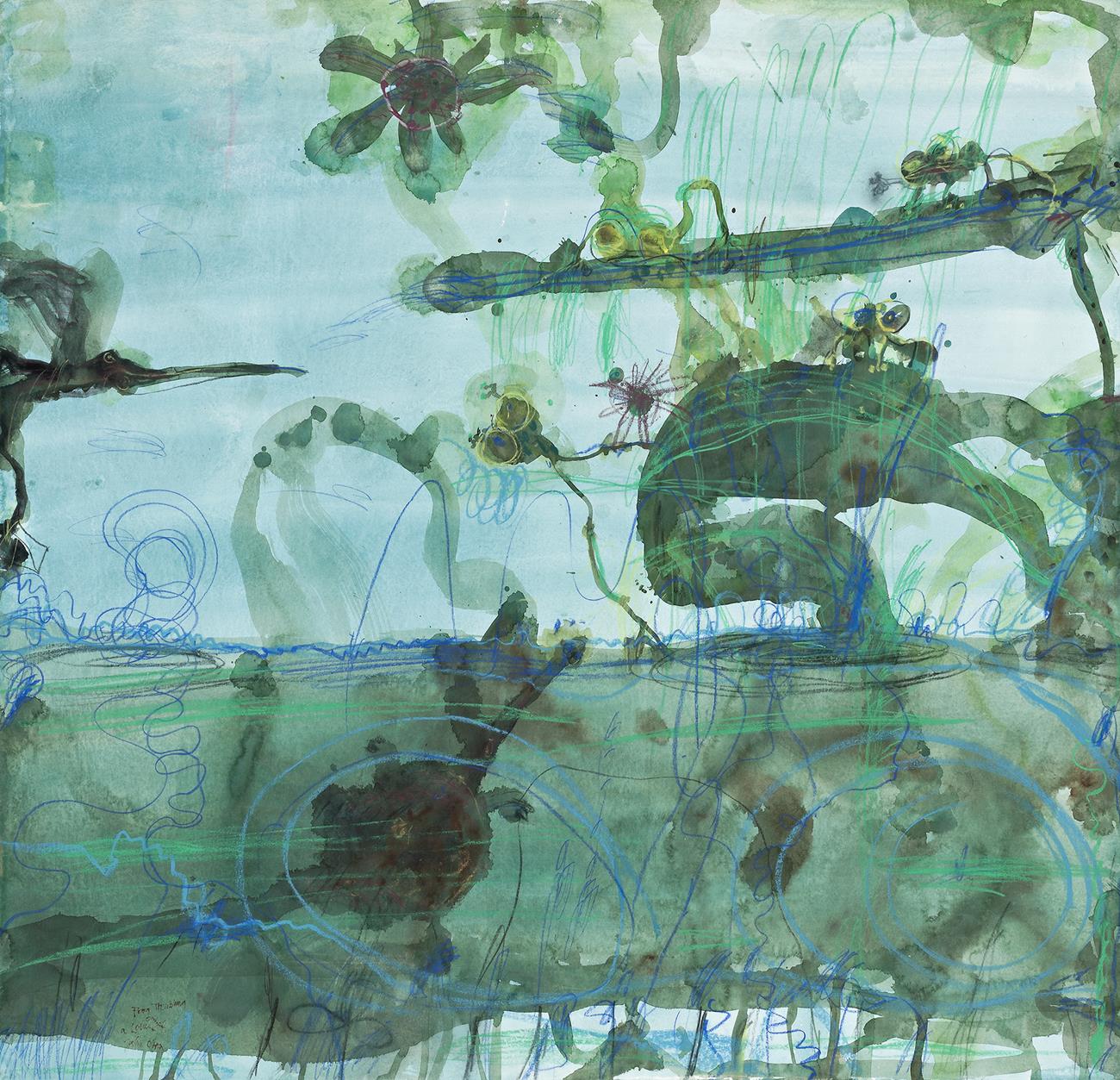 FROG TREMBLING ON A LOTUS LEAF