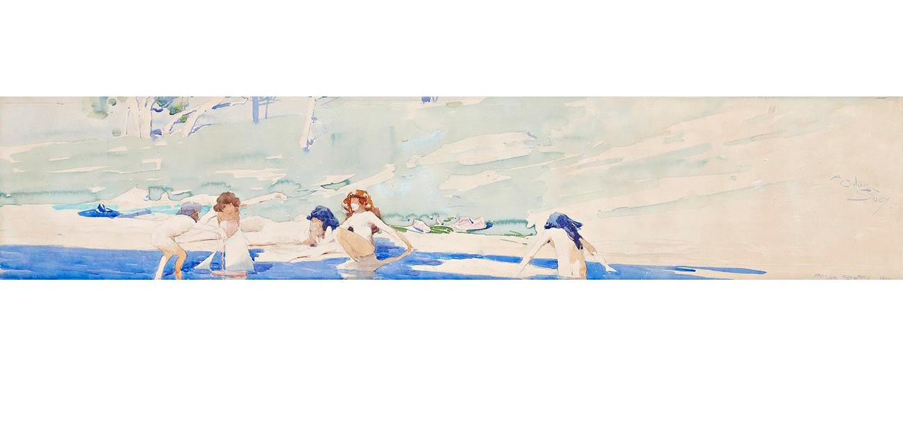 A COLOUR STUDY (CHILDREN BATHING ON THE FORESHORE)