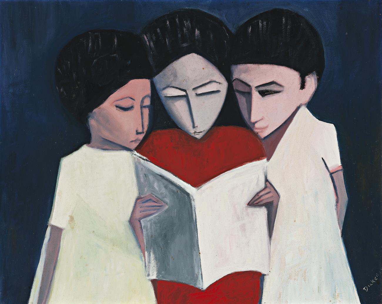 THREE GIRLS READING
