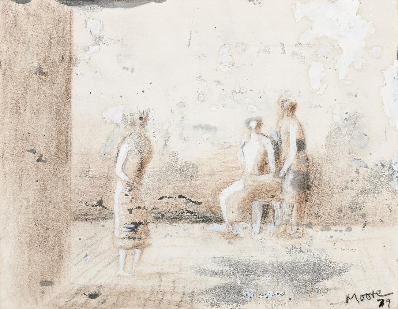 THREE FIGURES IN A ROOM