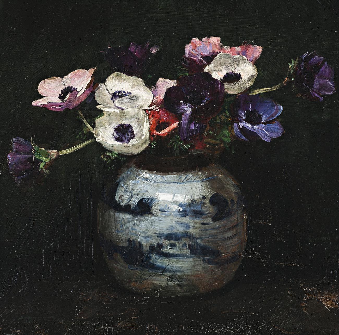 ANEMONES IN AN ORIENTAL VASE