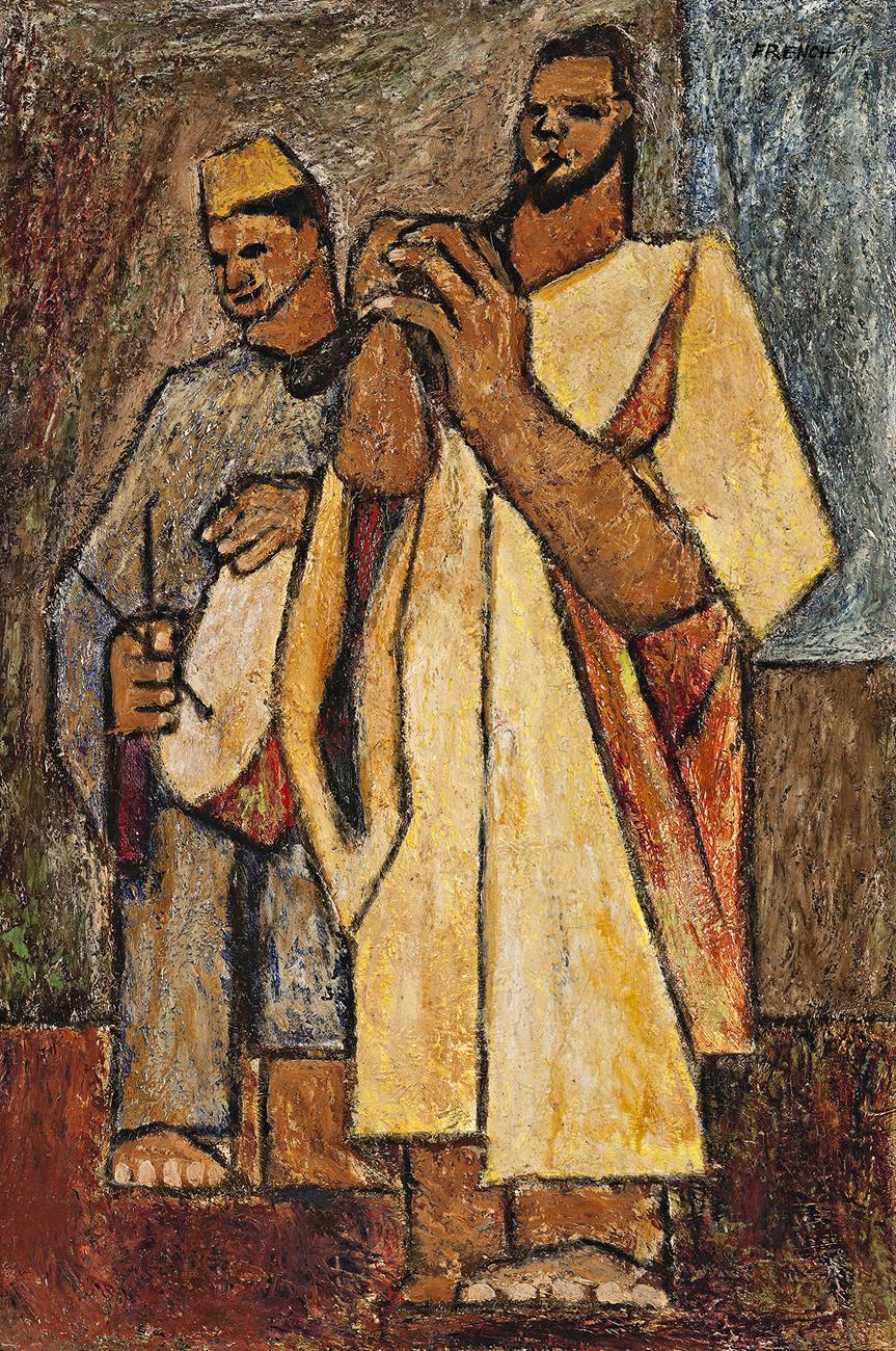 MUSICIANS, 1947 (VERSO: CANAL SCENE)