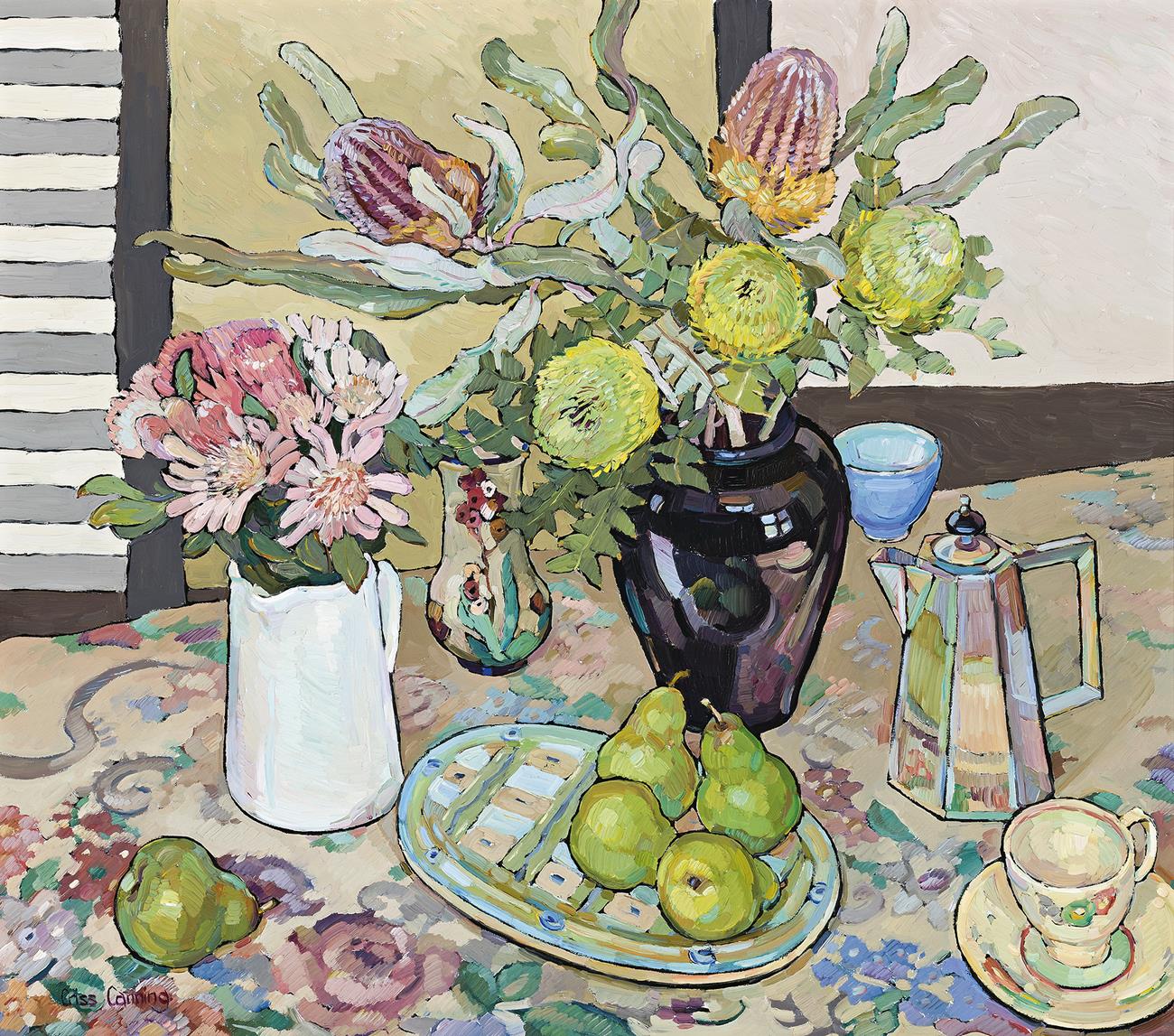 STILL LIFE WITH NATIVE FLOWERS AND PEARS